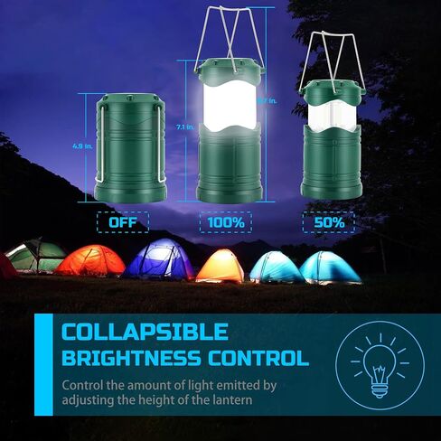 Lichamp LED Camping Lantern, 4 Pack Battery Powered Flashlight for Power Outages, Portable Collapsible Hanging Light Essential for Home, Outdoor, Emergency Lamp Survival Kit Gear for Hurricane, Gray in Saudi Arabia