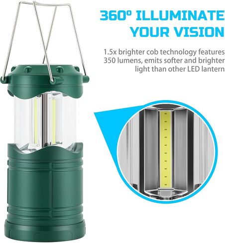 Lichamp LED Camping Lantern, 4 Pack Battery Powered Flashlight for Power Outages, Portable Collapsible Hanging Light Essential for Home, Outdoor, Emergency Lamp Survival Kit Gear for Hurricane, Gray in Saudi Arabia