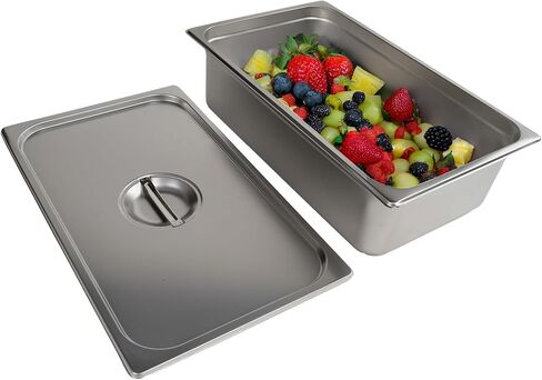 Pearington 12-Piece Full-Size Hotel Pans with Lids, 21L Steam Table Capacity, Ideal for Catering and Commercial Use, 304 Stainless Steel, 20.8" x 13" x 5.9" in Saudi Arabia