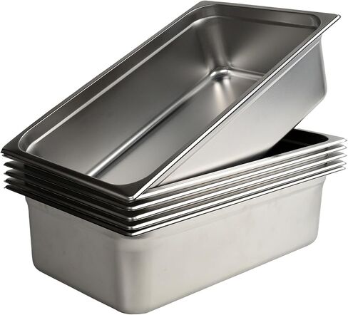 Pearington 12-Piece Full-Size Hotel Pans with Lids, 21L Steam Table Capacity, Ideal for Catering and Commercial Use, 304 Stainless Steel, 20.8" x 13" x 5.9" in Saudi Arabia