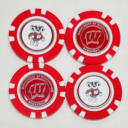 NCAA Wisconsin Badgers Golf Poker Chips with Removable Magnetic Double-Sided Ball Markers (4PK) in Saudi Arabia