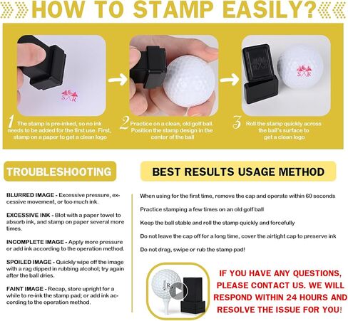Personalized Golf Ball Stamp | Self-Inking Quick-Drying Golf Ball Marker Tool | 6 Color Options Custom Name Stamper for Golfers | Christmas Father's Birthday Gift | Golf Accessories for Men in Saudi Arabia