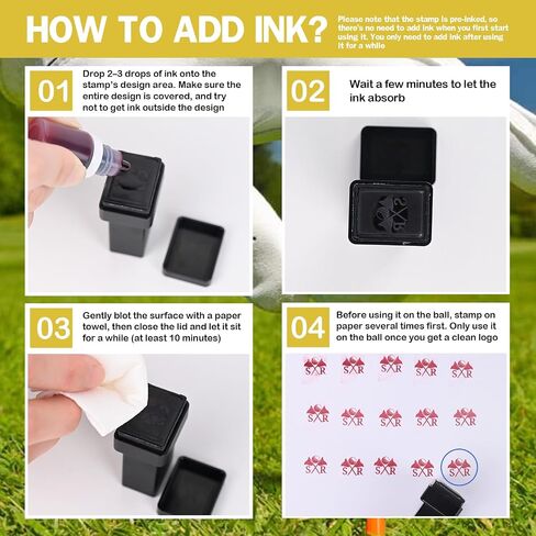 Personalized Golf Ball Stamp | Self-Inking Quick-Drying Golf Ball Marker Tool | 6 Color Options Custom Name Stamper for Golfers | Christmas Father's Birthday Gift | Golf Accessories for Men in Saudi Arabia