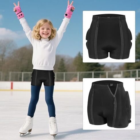 3D Protective Padded Shorts, Kids Zipper Tailbone Protector, Butt and Hip Pads for Skating Snowboard Skateboarding Hockey in Kuwait