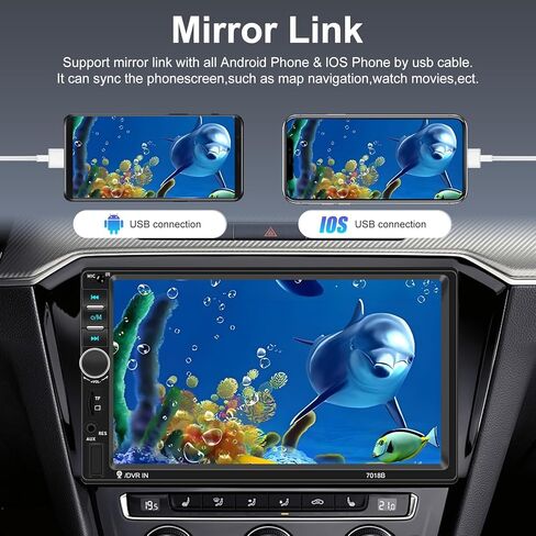 DOUBLE DIN Bluetooth Car Stereo 7 بوصة HD HD Screen Car Radio مع رابط مرآة دعم الكاميرا الاحتياطية لنظام Android/iOS in Kuwait