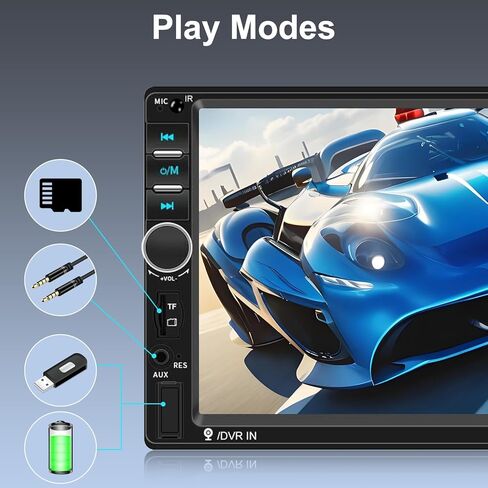 DOUBLE DIN Bluetooth Car Stereo 7 بوصة HD HD Screen Car Radio مع رابط مرآة دعم الكاميرا الاحتياطية لنظام Android/iOS in Kuwait