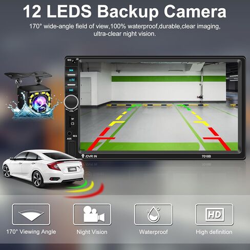 DOUBLE DIN Bluetooth Car Stereo 7 بوصة HD HD Screen Car Radio مع رابط مرآة دعم الكاميرا الاحتياطية لنظام Android/iOS in Kuwait