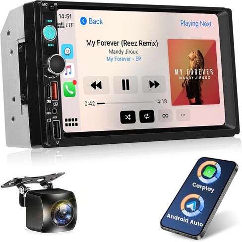 Double Din Bluetooth Car Stereo 7 inch HD Touch Screen Car Radio with Backup Camera Support Mirror Link for Android/iOS in Saudi Arabia