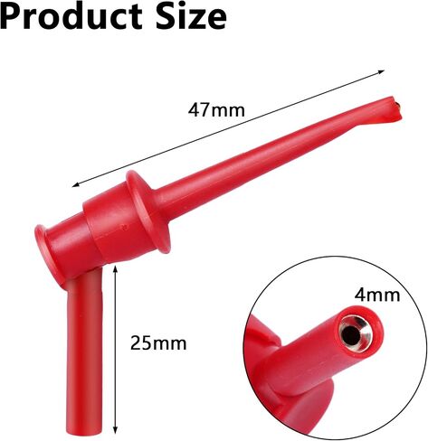2Pcs Mini Grabber Test Clip with 2mm/4mm Banana Jack, Multimeter Test Lead Hooks Clips Push on Test Probe Electronic Testing IC Grabber (4mm Banana Plug) in Saudi Arabia