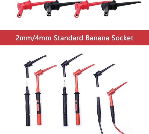 2Pcs Mini Grabber Test Clip with 2mm/4mm Banana Jack, Multimeter Test Lead Hooks Clips Push on Test Probe Electronic Testing IC Grabber (4mm Banana Plug) in Saudi Arabia