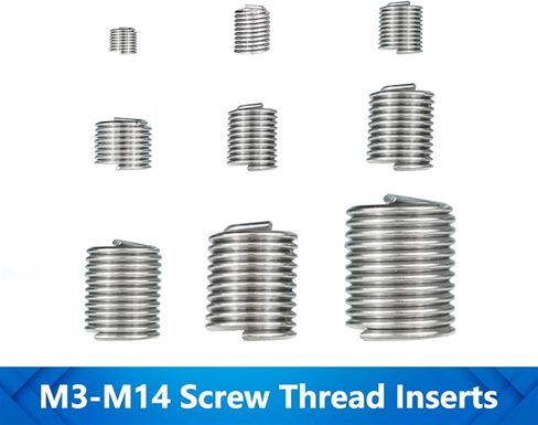 إدراج خيط المسمار M3-M14 1.5D-2.0D لاستعادة الخيوط التالفة أداة إصلاح الفولاذ المقاوم للصدأ مجموعة أدوات إصلاح الخيط (20 قطعة M3x0.5) in Saudi Arabia