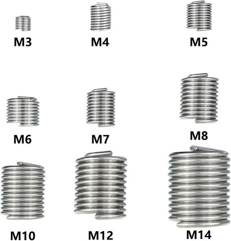 إدراج خيط المسمار M3-M14 1.5D-2.0D لاستعادة الخيوط التالفة أداة إصلاح الفولاذ المقاوم للصدأ مجموعة أدوات إصلاح الخيط (20 قطعة M3x0.5) in Saudi Arabia