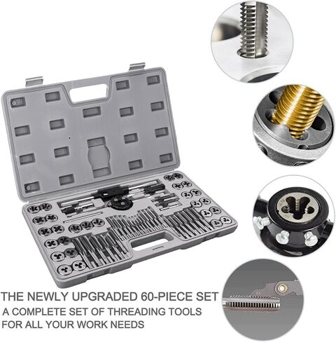 60pcs Tap and Die Set Metric and Inch Size Bearing Steel for Coarse and Fine Threads Tools Hand Tools in Saudi Arabia