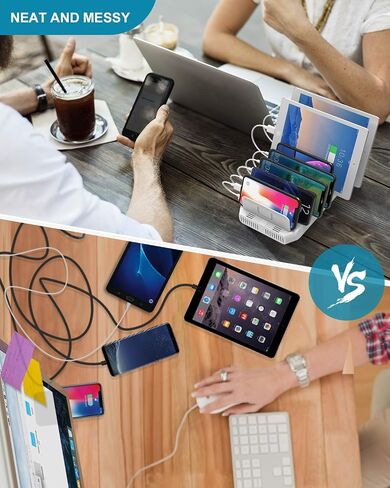 Unitek USB C Charging Station for Multiple Devices Apple, 120W 6 Port Charging Dock with Type-C PD 20W & PD 60W, Fast Charging Stand with Smartwatch & Airpods Holder for iPhone, iPad, Tablet, MacBook in Saudi Arabia