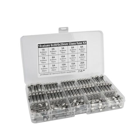 Fuse Kit,15 Values 250 Pcs Glass Fuses Assortment Kit ，5x20mm 250V 1 5 10 15 20A 6x30mm 250V 1 2 3 5 6 7 8 10 15 20A Fuses. in Kuwait
