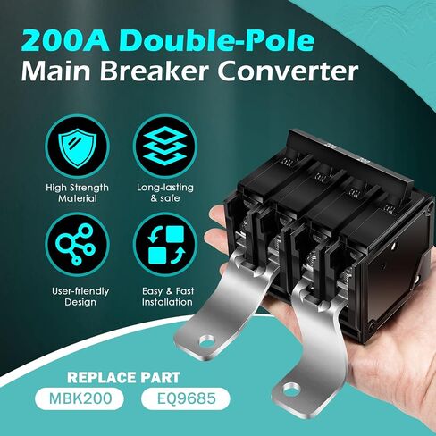 #MBK200 مجموعة تحويل الكسارة الرئيسية 200 أمبير ذات قطبين، متوافقة مع مراكز تحميل Siemens EQ، 120/240 VAC، حماية من التحميل الزائد/الدائرة القصيرة، قطعة بديلة EQ9685 in Kuwait