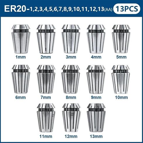 ER20 Collet Chuck Set 13pcs AA Standard Spring Collet Clamp CNC Router Chuck Collet(13pcs AA Standard) in Saudi Arabia
