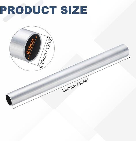 PATIKIL 6063 Aluminum Tubing, 13/16" (20mm) OD x 11/16" (18mm) x 10" Length 0.04" (1mm) Wall Thickness Seamless Round Aluminum Tube Metal Straight Pipe for DIY Industry Decor Crafts Model in Saudi Arabia