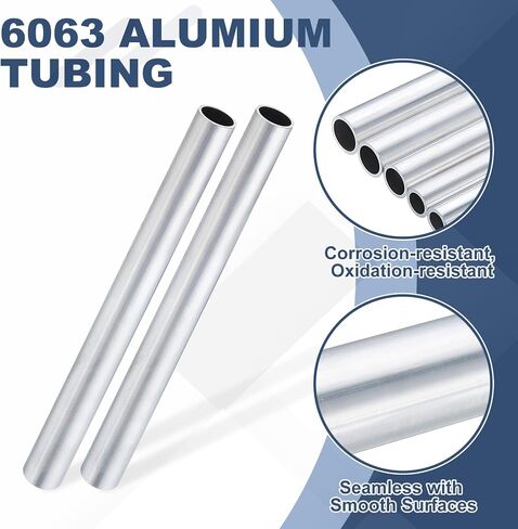 PATIKIL 6063 Aluminum Tubing, 13/16" (20mm) OD x 11/16" (18mm) x 10" Length 0.04" (1mm) Wall Thickness Seamless Round Aluminum Tube Metal Straight Pipe for DIY Industry Decor Crafts Model in Saudi Arabia