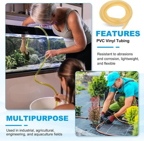 PATIKIL Plastic Tubing, 8mmx10mmx2m Vinyl Tubing Tube with Hose Clamps, Soft Hose Line Pipe for Multipurpose Industrial Vinyl Aquarium, Yellow in Saudi Arabia