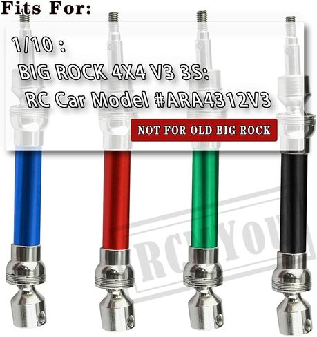 محاور عمود القيادة CVD لـ 1/10 Arrma Big Rock V3 3S BLX 4x4 4WD، 4 قطع RC ترقيات الأجزاء، أعمدة القيادة الخلفية الأمامية لـ Big Rock V3 الجديدة، طراز سيارة RC #ARA4312V3، أحمر (مزيد من الطاقة) in Saudi Arabia