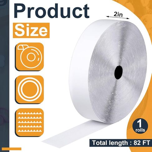 Maitys 2 Inch x 82 ft Hook and Loop Tape with Adhesive Heavy Duty Strips Hook and Loop Strips Double Sided Hook Loop Rolls Industrial Strength Sticky Fastener Wall Hanging Strips(Black) in Kuwait