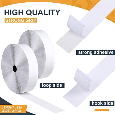 Maitys 2 Inch x 82 ft Hook and Loop Tape with Adhesive Heavy Duty Strips Hook and Loop Strips Double Sided Hook Loop Rolls Industrial Strength Sticky Fastener Wall Hanging Strips(Black) in Kuwait