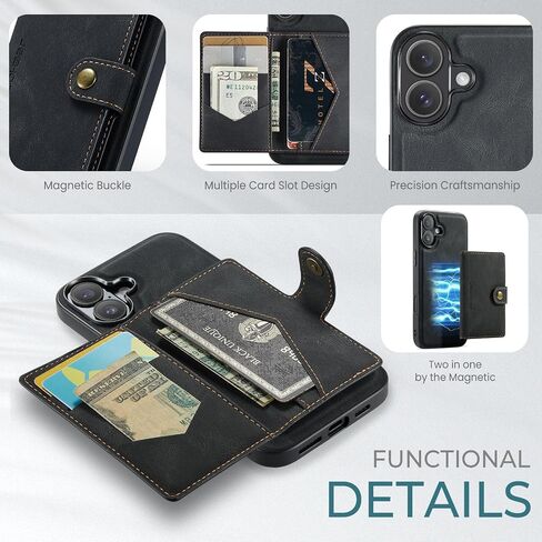 for Samsung Galaxy S25 Ultra Case Wallet Leather Detachable Magnetic Card Holder Shockproof Magnet Wallet Phone Cover for Samsung S25 Ultra (Black) in Saudi Arabia