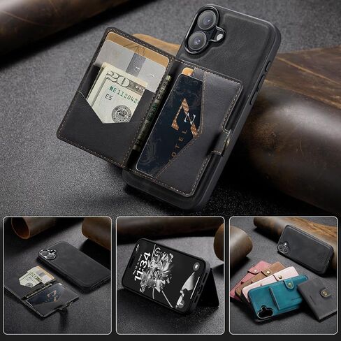 for Samsung Galaxy S25 Ultra Case Wallet Leather Detachable Magnetic Card Holder Shockproof Magnet Wallet Phone Cover for Samsung S25 Ultra (Black) in Saudi Arabia