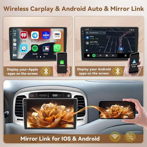 [2+64G] Hikity Android 13 Car Stereo for Hyundai A 2006-2011 with Wireless Carplay Android Auto Mirror Link, 9 Inch Touchscreen Radio GPS WiFi Bluetooth FM RDS MIC Backup Camera in Saudi Arabia