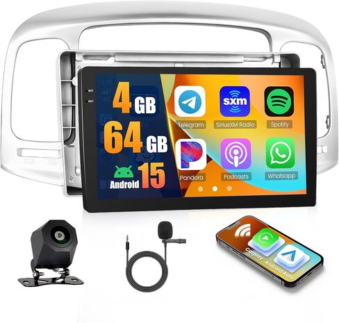 [2+64G] Hikity Android 13 Car Stereo for Hyundai A 2006-2011 with Wireless Carplay Android Auto Mirror Link, 9 Inch Touchscreen Radio GPS WiFi Bluetooth FM RDS MIC Backup Camera in Saudi Arabia