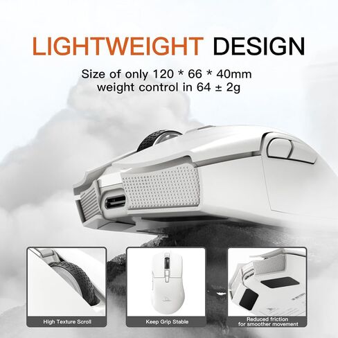 Darmoshark N5 Wireless Gaming Mouse,Tri-Mode 2.4G/USB-C/Bluetooth Mouse Up to 26000DPI,PAW3395 Optical Sensor,PC Gaming Mice with 7 Programmable Button,Suitable for Windows and Mac,500mAh-B in Saudi Arabia