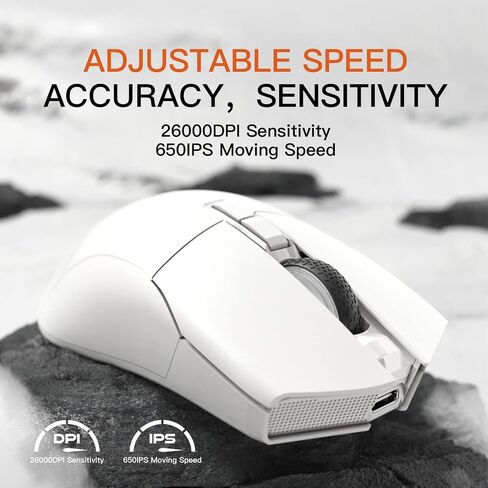 Darmoshark N5 Wireless Gaming Mouse,Tri-Mode 2.4G/USB-C/Bluetooth Mouse Up to 26000DPI,PAW3395 Optical Sensor,PC Gaming Mice with 7 Programmable Button,Suitable for Windows and Mac,500mAh-B in Saudi Arabia