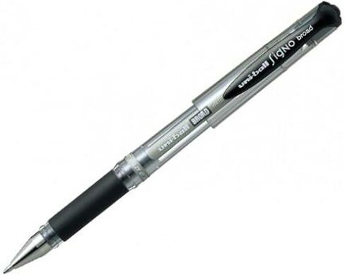 أقلام جل Signo Impact من uni-ball 218990000 UM-153S مع قبضة مطاطية، جل أسود، سن 1 مم (عبوة من 12 قطعة) in Saudi Arabia