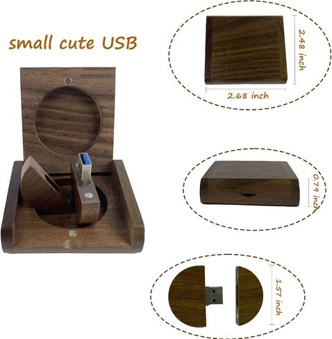 محرك أقراص فلاش خشب USB على شكل مستدير مع صندوق هدايا Tatmohik 64GB USB 3.0 حفلات زفاف USB لتخزين صور الإبهام الخشبية للتجمع لحفل الزفاف ، عيد ميلاد ، عيد الحب in Kuwait