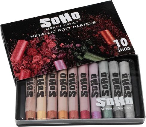 SoHo Urban Artist Soft Pastels Set of 10 Bright Fluorescent Neon Colors, Vibrant Pastel Sticks for Art, Drawing, Blending, Layering, Shading in Kuwait