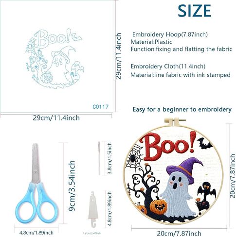 Zhenqing Christmas Embroidery Kits للبالغين المبتدئين ، ومجموعات التطريز اليدوي مع نمط التطريز المختوم ، ومجموعات تخزين عيد الميلاد Crewel مع مجموعة Hoop-4 قطعة (C0042) in Kuwait
