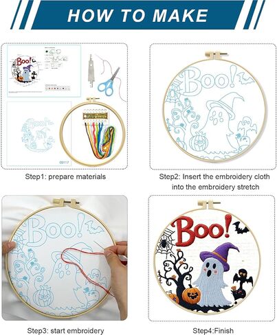 Zhenqing Christmas Embroidery Kits للبالغين المبتدئين ، ومجموعات التطريز اليدوي مع نمط التطريز المختوم ، ومجموعات تخزين عيد الميلاد Crewel مع مجموعة Hoop-4 قطعة (C0042) in Kuwait