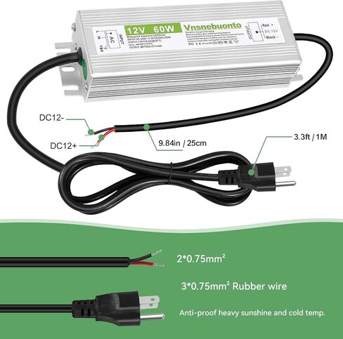 مزود الطاقة 12 فولت 300W ، 90-130V AC إلى محول 12V DC 25A ، برنامج تشغيل LED مقاوم للماء IP67 ، محول جهد منخفض 12 فولت ، محول مع 3 دبوس قابس لضوء LED ، الاستخدام الداخلي في الهواء الطلق in Saudi Arabia