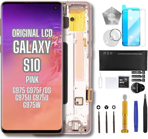 Original OEM Pull Screen Replacement for Samsung Galaxy S10 6.1"Original OEM Display Digitizer LCD Touch Assembly SM-G973U G973F G9730 G973W LCD Display Repair Toolkit(Prism White Frame) in Saudi Arabia