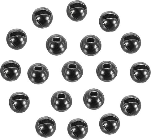 PATIKIL 6.4 mm Tungsten Slotted Beads for Fly Tying, 50 Pcs Tungsten Beads Round Bead Head Ball for Jig Hooks Fishing Fly Tying Materials, Dark Silver in Saudi Arabia