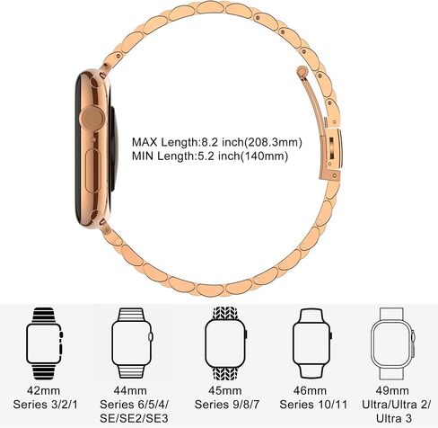 Moihhr Slim Metal Bands متوافقة مع Apple Watch Band 38mm 40mm 41mm 42mm (سلسلة 10) ، حزام بديل من الفولاذ المقاوم للصدأ للنساء سلسلة 9 8 7 6 5 4 SE 3 2 1 ، Silver in Kuwait