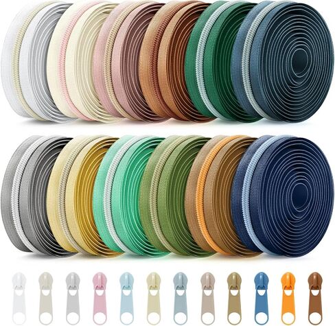 SOLSEW 36 ياردة 12 PCS السوستة الملونة لخياطة #5 ألوان متناقضة النايلون متنوعة من السوستة من قبل الفناء مع 120 منزلق للنساء الرجال DIY خياط الحبس لوازمة الحرف اليدوية in Kuwait