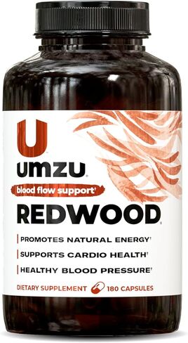 UMZU Redwood Max Nitric Oxide Booster, Blood Flow & Circulation Support for Men & Women, Energy, Stamina & Recovery – Heart & Varicose Vein Supplement – 2 Capsules Daily – 60 Count in Kuwait