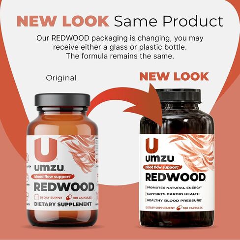 UMZU Redwood Max Nitric Oxide Booster, Blood Flow & Circulation Support for Men & Women, Energy, Stamina & Recovery – Heart & Varicose Vein Supplement – 2 Capsules Daily – 60 Count in Kuwait