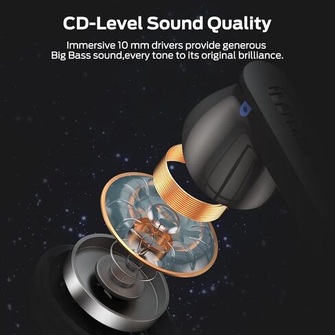 Monster N-Lite Clear Talk Wireless Earbuds Bluetooth 5.3 Headphones, IPX8 Waterproof in-Ear Stereo Earphones 60H Playtime, with Fast Charging for Sport, Bright Silver, MH22107 in Saudi Arabia