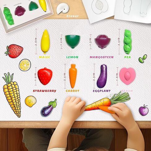 R&DLanci Cute Animal Shaped Crayons for Kids, 11-Piece Crayon Set with Eraser & Drawing Paper, Non-Toxic, Easy to Hold, Mess-Free, Safe for Toddlers, Ideal Art Supplies for Ages 3+ in Kuwait