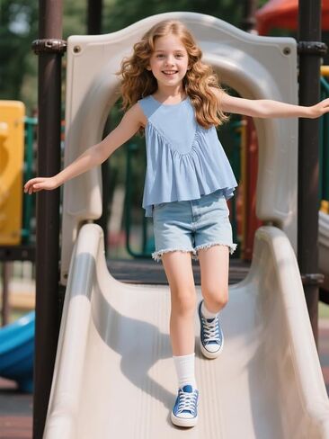 Girls Peplum Babydoll Tank Tops Sleeveless Loose Flowy Shirts Summer Casual Shirred Tops in Kuwait