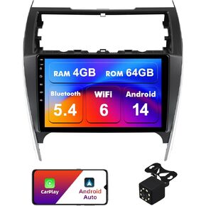 2+32G Android 12 Double Din Car Stereo for Toyota Camry 2012-2014 with 10.1 Inch Touchscreen Radio Built-in Wireless Carplay/Android Auto/GPS/Bluetooth/FM/AUX-in/Steering Wheel Controls/Backup Camera in Saudi Arabia