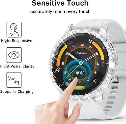 [2 Pack] RICHONE Bling Cases Compatible with Garmin Venu 3 Watch, Soft TPU Diamonds Glitter Clear Screen Protector for Venu 3 45mm, Smartwatch Face Covers Frame Bezel Bumper Accessories Transparent in Kuwait